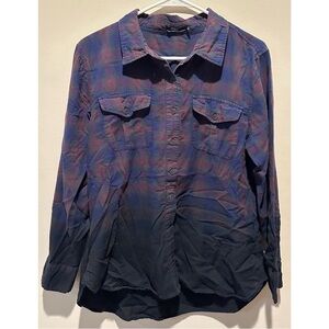 Silver Jeans Women’s Long Sleeve Dobby Plaid Shirt Size‎ Large - Multicolor